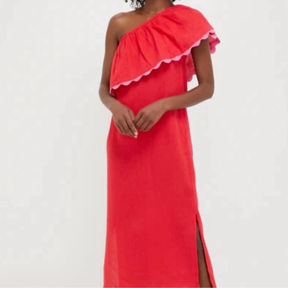 New with tags Tuckernuck Hibiscus Elegant Red One-Shoulder Dress